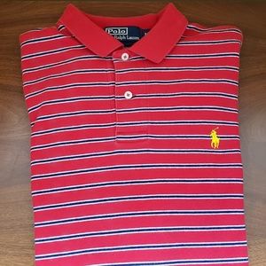 Ralph Lauren red and navy striped polo